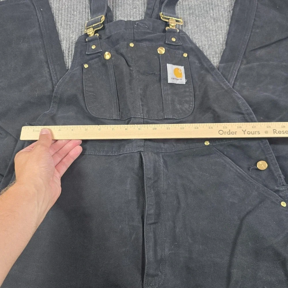 Carhartt R01 Bib Overalls Mens 36x30 Black Duck Canvas Relaxed Work Zip Leg